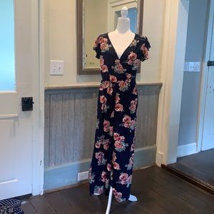 Navy and floral jumpsuit